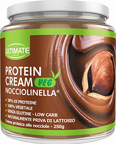 Protein Cream Veg Nocciolinella - Crema Proteica Spalmabile Vegana Col 30% Di Proteine Vegetali – 100% Vegetale - Con Anacardi E Mandorle - Senza Glutine - Low Carb - 250 G - Ultimate Italia