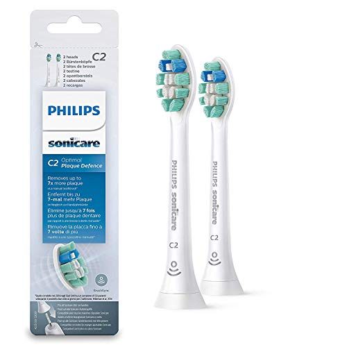 Philips Sonicare HX9022/10, Testine C2 Optimal Plaque Defence per la Rimozione Quotidiana della Placca, 2 Testine incluse, Bianco