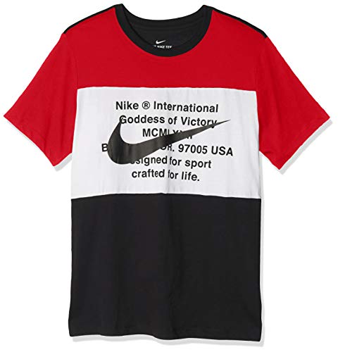 Nike Sportswear Swoosh, Maglietta Uomo, Multicolore (Black/University Red/White), M