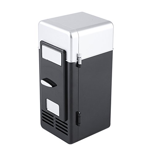 Mini frigorifero USB, lattine per bevande portatili a LED per bevande elettriche più fredde e più calde per l'automobile(Nero)