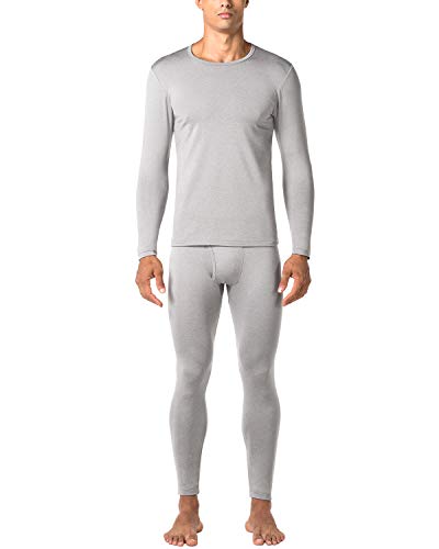 LAPASA Uomo Set Intimo Termico - Ti Tiene al Caldo Senza Stress- T-Shirt Maniche Lunghe & Pantaloni Invernali Lightweight M11 (M(Torace 96-102/ Vita 81-86 cm), Grigio Chiaro(Medio Spessore))