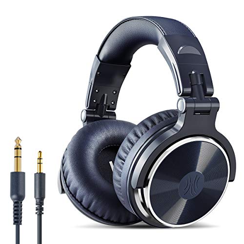 OneOdio Over Ear Cuffie Cuffie per basso cablate da studio con driver da 50 mm, cuffie pieghevoli con shareport e microfono per il monitoraggio della registrazione DJ Mixing Guitar PC TV (blu notte)