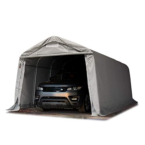 TOOLPORT Tenda Garage 3,3 x 6,0m Tenda per Il Bestiame Tenda Capannone in PVC ca. 550 g/m² e Stabile Costruzione in Acciaio Grigio