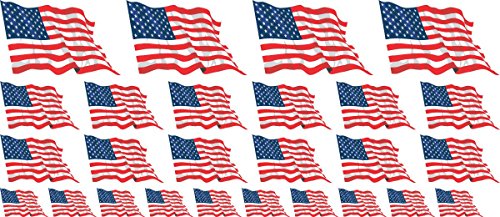 Mini Bandiere/Bandiere Insieme - Bandiera sventolante - 4X 51x31mm+ 12x 33x20mm + 10x 20x12mm- Adesivi - USA - United States - Standard pour la Voiture, Le Bureau, la Maison et l'école - Set of 26