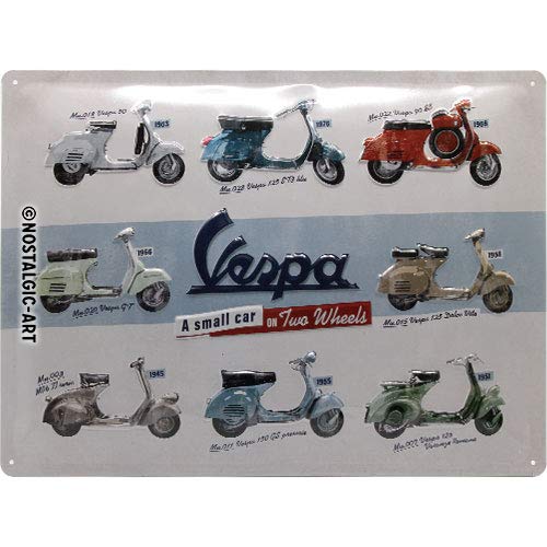 Nostalgic-Art Targa Vintage Vespa – Model Chart – Idea regalo per amanti degli scooter, in metallo, Design retro per decorazione, 30 x 40 cm