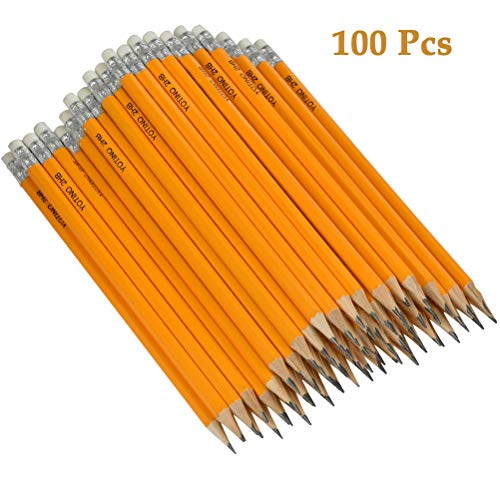 YOTINO - Confezione da 100 pezzi con cornice in legno pre-ribaltata, HB, matite,