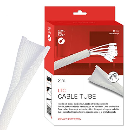 Label-the-cable Tubo/guaina raggruppa cavi, proteggi cavi, tessuto in poliestere, riutilizzabile, apertura rapida, nascondere cavi / LTC  CABLE TUBE, 2m, Bianco, LTC 5120