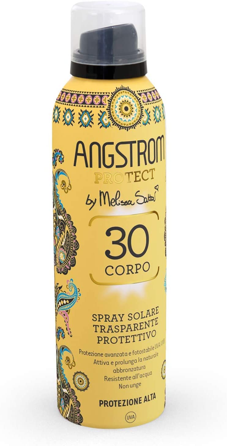 Angstrom Protect Spray Solare Trasparente, Protezione Corpo 30+ ed Intensificatore dell'Abbronzatura, Anche su Pelle Bagnata, 150 ml
