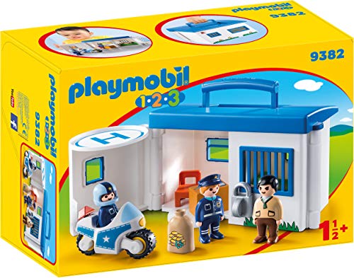 Playmobil 1.2.3 - Centrale della Polizia portatile Set di figurine, Colore Multicolore, 9382