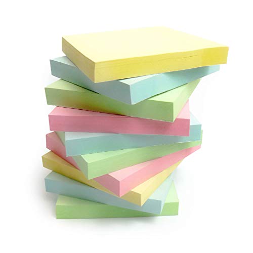 EVG Foglietti adesivi per appunti, in colori pastello assortiti, removibili, 76 mm x 76 mm, 12 blocchetti da 100 confezionati singolarmente (1200 totali)