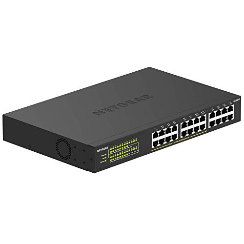 Netgear GS324P-100EUS Switch Unmanaged PoE+ Gigabit Ethernet 24 Porte, GS324P, con 16 PoE+ a 190 W, Desktop/Montaggio a Parete