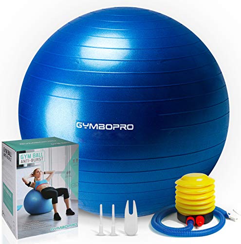 Palla da ginnastica/Palla Fitness,GYMBOPRO palla da ginnastica con pompa rapida, palla da yoga sedie da scrivania a casa palla equilibrio per fitness pilates palestra di yoga(65 cm, Blu)