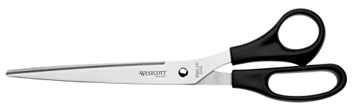 Westcott E-31111 00 Forbici ufficio, antiruggine, diritte, asimmetriche con occhiello lungo, 25 cm, nero