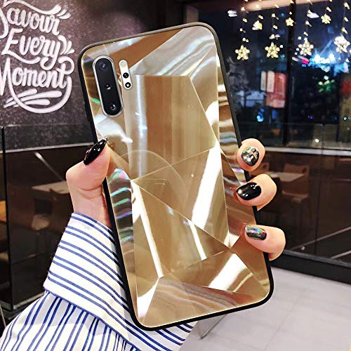 Cover Compatibile con Samsung Galaxy Note 10 Plus/Note 10 Pro Custodia Specchio Trasparente Cover Brillantini Glitter Custodia TPU Silicone Morbida Ultra Sottile Antiurto Antiscivolo Bumper Case,Oro