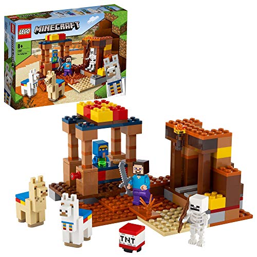 LEGO Minecraft Il Trading Post, Set da Costruzione con Figure di Steve, Scheletro e 2 Lama, Giocattoli per Bambini di 8 Anni, 21167