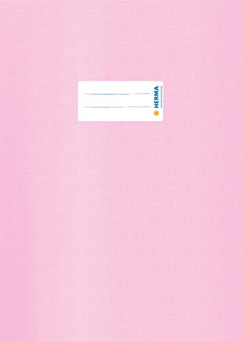 HERMA - Copertina per quaderni, formato A4, con etichetta di iscrizione, in plastica resistente e lavabile, confezione da 10, colore: Rosa