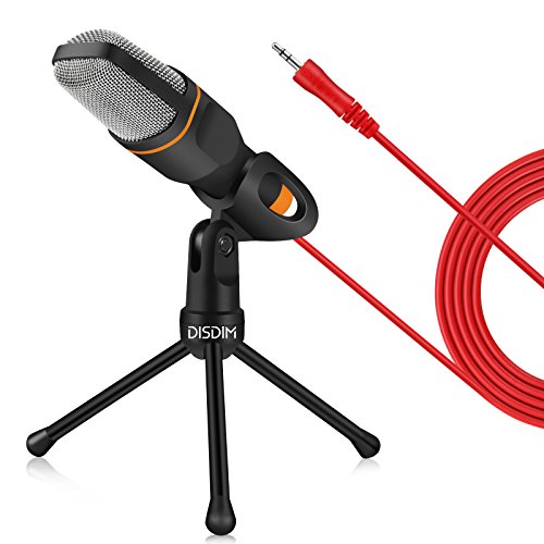 Disdim professionale condensatore audio podcast e microfono di registrazione con Home studio mic supporto per PC, laptop, iPhone, iPad, smartphone – YouTube, Skype, conferenza, Gaming (nero)