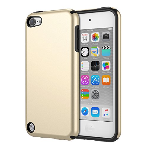 MoKo Case Compatible con iPod Touch 2019/ iPod Touch 7 - Custodia Protettiva Rigida Dual Layer Armatura Resistente agli Urti con Cavalletto per iPod Touch 6th / 5th Generazione - Oro