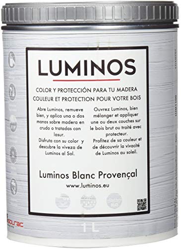 Luminos LUM1100 -BLANC PROVENZAL - Vernice per legno impermeabile, protezione per legno, per esterni, colore bianco Provenza, 2,5 l