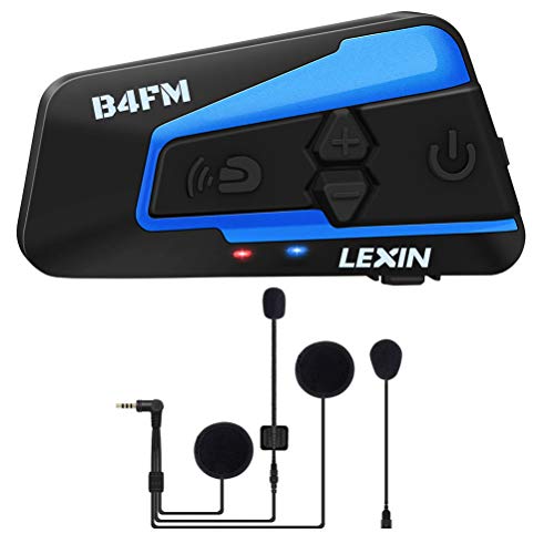 LEXIN LX-B4FM interfono Moto, Moto Auricolare Bluetooth con FM, interfono Bluetooth per Moto Fino a 4 Riders, Casco interfono Bluetooth con cancellazione del Rumore, Comunicazione Bluetooth per Moto