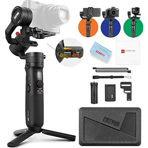 Zhiyun Crane-M2 (Crane M Upgraded Version) Handheld 3-Axis Gimbal Stabilizer Compatible with Smartphone iPhone Android, Gopro 7 6 5, DC Mirrorless Camera, 130g - 720g Payload