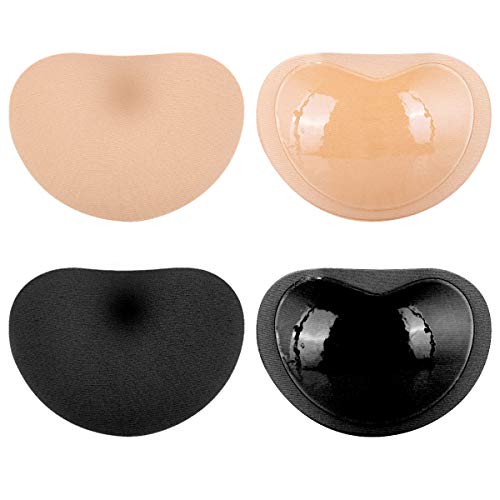 Melliex - 2 paia di cuscinetti autoadesivi per reggiseno, coppe push-up traspiranti e riutilizzabili Cuore nero + grano M