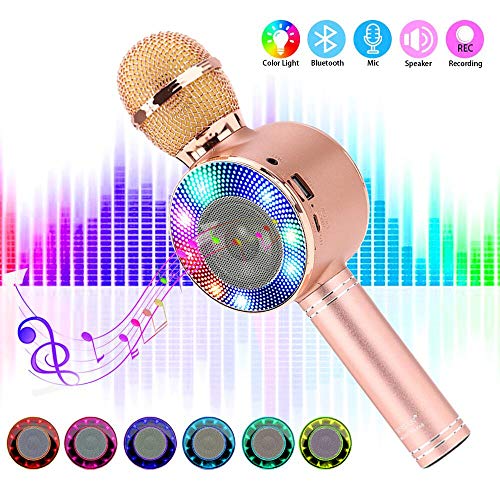 SaponinTree Microfono Karaoke Bluetooth, Wireless Bambini Portatile Karaoke Microfono con Altoparlante per Cantare, Compatibile con Android/iOS o Smartphone