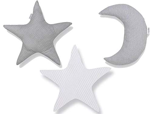 Pirulos 79113120 – Cuscino forme, motivo: luna, colore: bianco/grigio