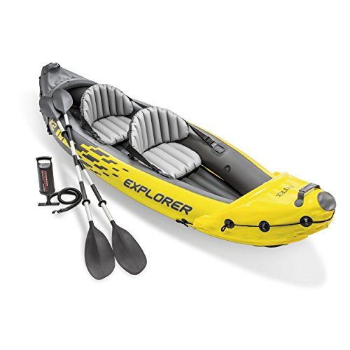 Intex Explorer K2 Kayak, Alluminio Oars And High Output Air 2-Person Kayak Gonfiabile, con Pompa