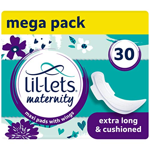 Lil-Lets Maternity - 30 assorbenti post parto, extra lunghi, maxi e spessi con ali, 3 confezioni da 10 assorbenti