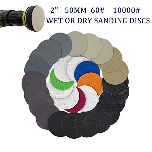 BE-TOOL - Dischi abrasivi per levigatrice con velcro, 5 cm, 10 dischi abrasivi da 50 mm, multicolore