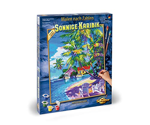 Schipper 609130830 - Dipingi con i Numeri, Caraibi soleggiati per Adulti, con Pennello e Colori acrilici, 40 x 50 cm