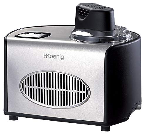 H.Koenig HF250 Gelatiera per gelati e sorbetti con compressore autorefrigerante, 1,5L, Preparazione in 40min, Acciaio Inox, 150W