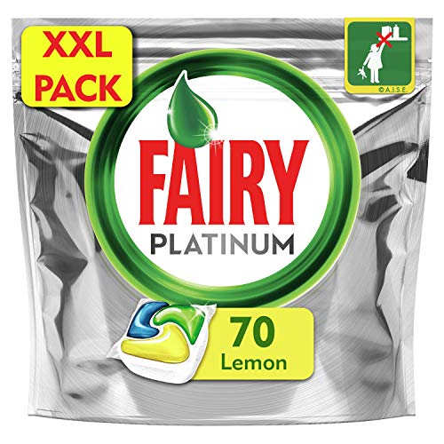 Fairy Platinum 70 Pastiglie per Lavastoviglie, Detersivo in Confezione XXL da 70 Caps, Limone
