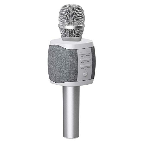 TOSING XR Microfono Karaoke Bluetooth wireless, volume maggiore 10W, più basso, 3-in-1 Microfono portatile con doppio altoparlante per iPhone/Android/iPad/PC (Grigio chiaro)