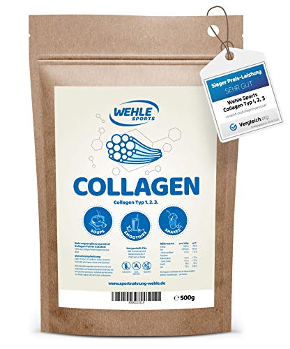 Collagene in polvere 500g - Collagene idrolizzato Peptidi - Proteine in polvere Gusto Neutro - Sport Wehle - Made in Germany Collagene Tipo 1 2 3 Lift Drink