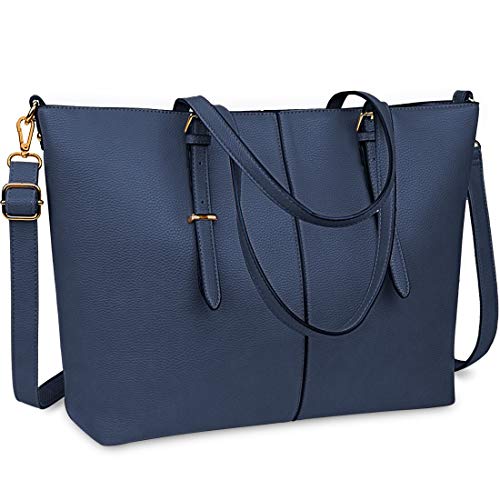 NUBILY Borsa Tote Donna Borsa Porta PC 15.6 Pollici Borse Donna Grand Pelle Borse Borsa Computer Borsa Tracolla Donna Shopper Blu