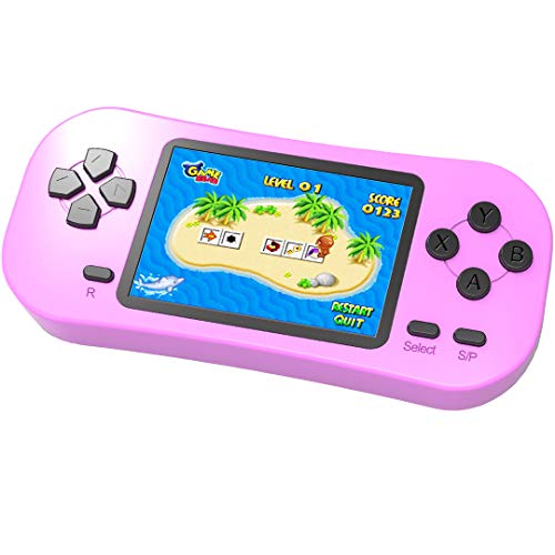 ZHISHAN Console di Gioco Portatile retrò per Bambini Precaricata con 218 Videogiochi Classici Sistema Arcade Ricaricabile con Display 2,5 Pollici e 3,5 mm per Cuffie Controller di Gioco (Rosa)