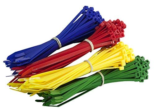 200 multi pack di fascette – Premium di colore rosso, verde, blu e giallo fascette in nylon resistente di alta qualità – zip fascette di Gocableties, multicolore