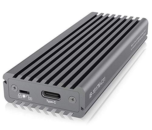 Icy Box Ssd Ssd M.2 Nvme Case, USB 3.1 (Gen2, 10 Gbit/S), Sistema di Raffreddamento, USB-C, USB-A, Pcie M-Key, Alluminio, Grigio