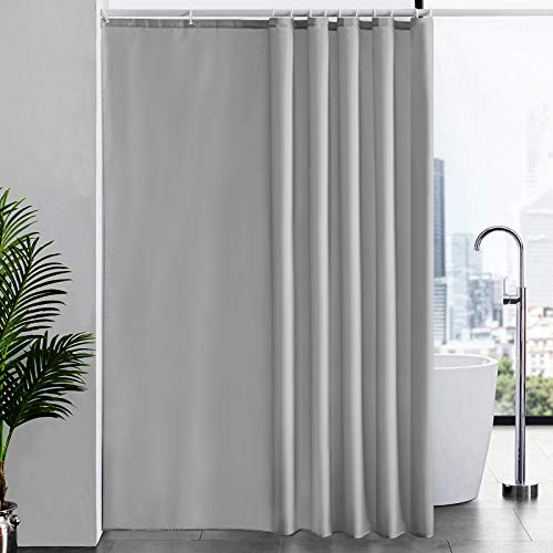 Furlinic Tende Doccia Anti-Muffa Tessuto in Poliestere, Grande Tende Doccia Impermeabile &Lavabile,Tenda Vasca da Bagno con 12 Ganci Tenda Doccia Grigio-200x240cm.