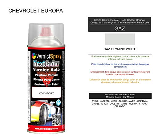 Vernice Ritocco GAZ OLYMPIC WHITE per verniciatura carrozzeria in Bomboletta Spray 400 ml VerniciSpray