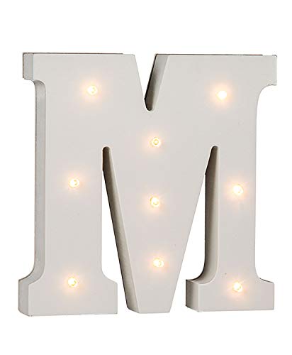 Lettera M in legno illuminabile Out of the blue, con 9 LED