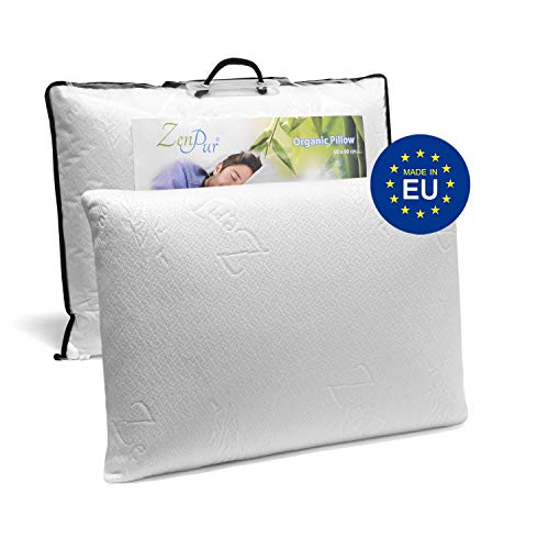 ZenPur Cuscino Memory Foam Cervicale Ortopedico, Ergonomico, Antibatterico con Fodera in Fibra di bambù – Cuscino Ipoallergenico e Altamente Traspirante - 60x40 cm