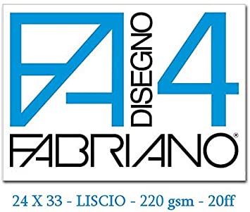 Fabriano F4 05200597, Album da Disegno, Formato 24 x 33 cm, Fogli Lisci, Grammatura 220gr/m2, 20 Fogli