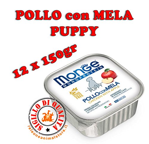 Monge Monoproteico Pollo con Mela Puppy Alimento Umido per Cani 12x150gr