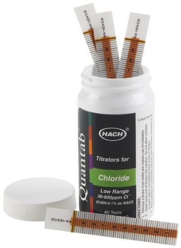 Hach 1133765 test strip per cloruro, Low Range 30 – 600 ppm (confezione da 40)