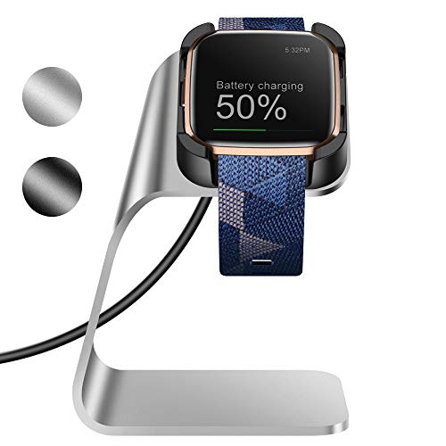 KIMILAR Caricatore Compatibile con Fitbit Versa 2 (Non per Versa/Versa Lite), Lega di Alluminio Ricambio Cavo di Ricarica Caricabatteria per Versa 2 Smartwatch (Silver)