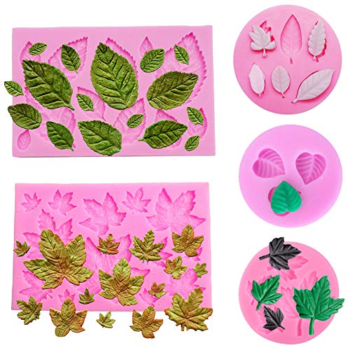 5 pezzi Leaf fondant silicone Mold 3D mini foglia d' acero rosa a forma di foglie DIY cake Mold cupcake Decoration Tool assortiti