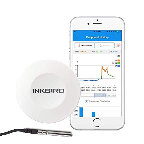 Inkbird IBS-TH1 Termometro Igrometro Wireless con Avvisi per iOS e Android, Registratore di Temperatura e umidità Bluetooth con Sonda Esterna e Base Magnetica